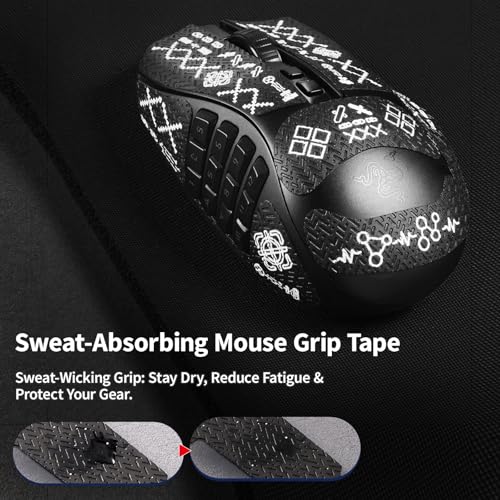 immoenuc Mouse Grip Tape Sticker for Razer Naga V2 Pro Wireless Gaming Mouse Anti Slip Skin Self-Adhesive,Pre-Cut,Sweat-Resistant (Printing Pattern) - Image 3