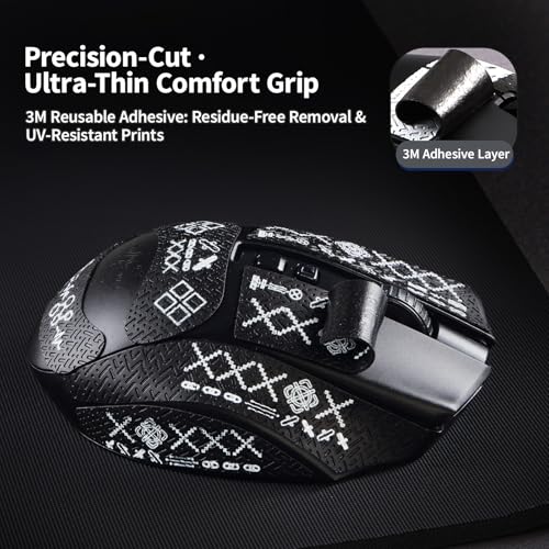 immoenuc Mouse Grip Tape Sticker for Razer Naga V2 Pro Wireless Gaming Mouse Anti Slip Skin Self-Adhesive,Pre-Cut,Sweat-Resistant (Printing Pattern) - Image 5