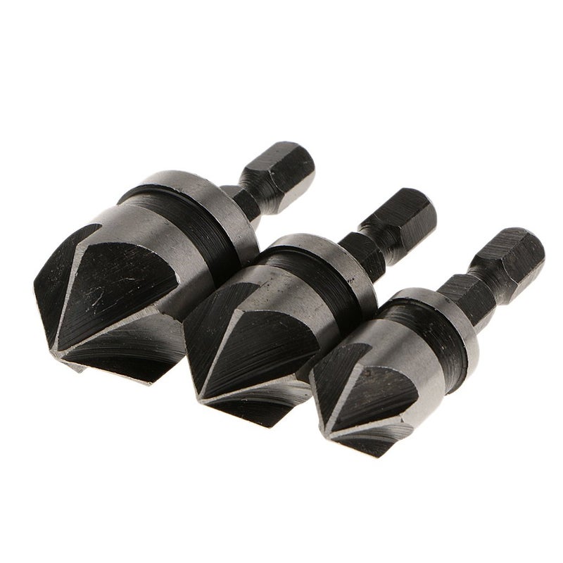 Metal 14inch Hex 12 16 19 mm Countersink Power Drill Bit Bore Set for Wood Set of 3  - Image 2