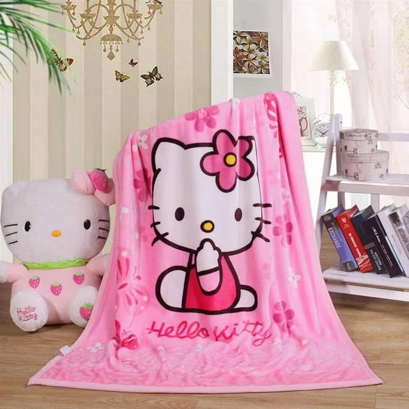 Curotunk Cartoon Printing Throw Blanket for Girls Kids Adults, 40"x55", All Seasons Flannel Fleece Blanket, Soft & Warm Plush Blankets for Couch Sofa Bed Camping Travel (Pink 002) - Image 1