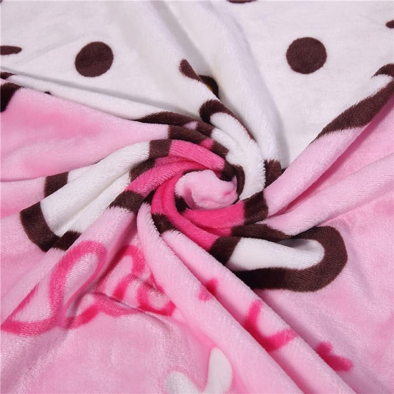 Curotunk Cartoon Printing Throw Blanket for Girls Kids Adults, 40"x55", All Seasons Flannel Fleece Blanket, Soft & Warm Plush Blankets for Couch Sofa Bed Camping Travel (Pink 002) - Image 3