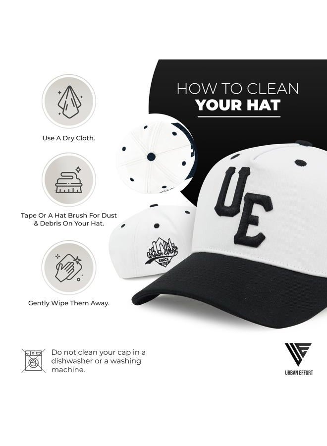 Urban Effort Vintage Trucker hat - for Men Women Baseball Hat - Trendy Sports Snapback Closure for Your Style & Outdoors (Curved Bill, White/Black) - Image 5