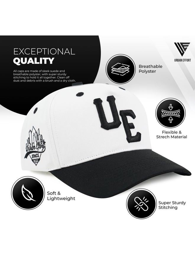 Urban Effort Vintage Trucker hat - for Men Women Baseball Hat - Trendy Sports Snapback Closure for Your Style & Outdoors (Curved Bill, White/Black) - Image 2