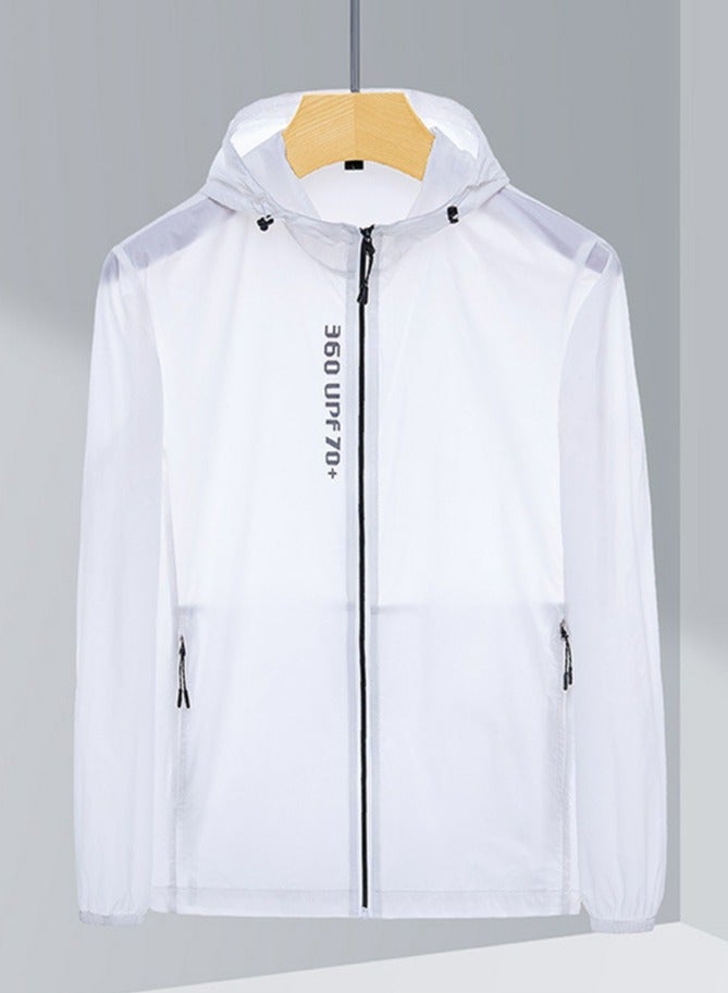 Loquat Womens Sun Protection Jacket Ultra Light Thin Breathable Outdoor Hoodie Skin Clothing White