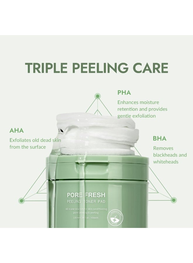 ميزون (MIZON) - وسادات تونر مقشرة ومنقية للمسام (Pore Fresh)، للبشرة الحساسة، تحتوي على أحماض AHA وBHA وPHA، تعمل على التقشير والتهدئة والعناية بالمسام (60 وسادة، 130 مل) - Image 2