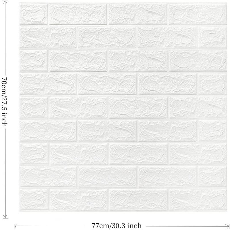 3D Brick Wall Stickers Self Adhesive,77L x 70W CM White Waterproof Foam Panels, Peel and wallpaper for Living Room Bedroom Kitchen (4) - Image 3