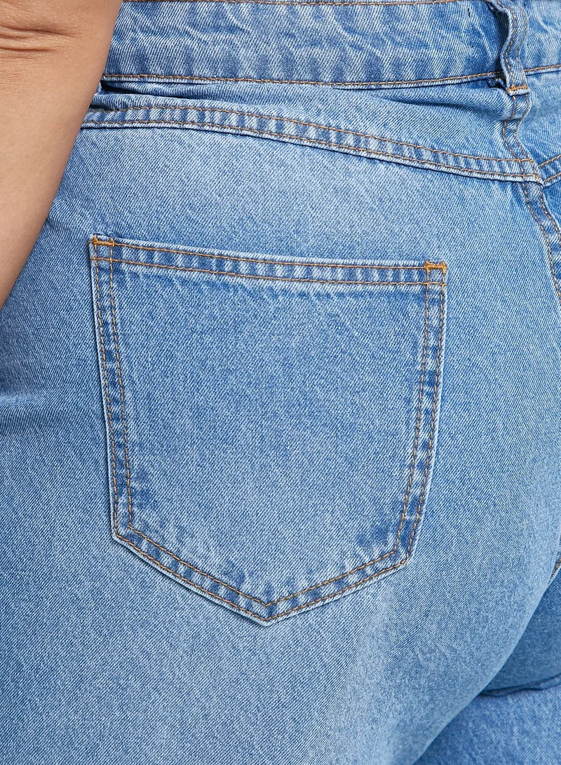 Ginger Plus High Waist Straight Leg Distressed Jeans