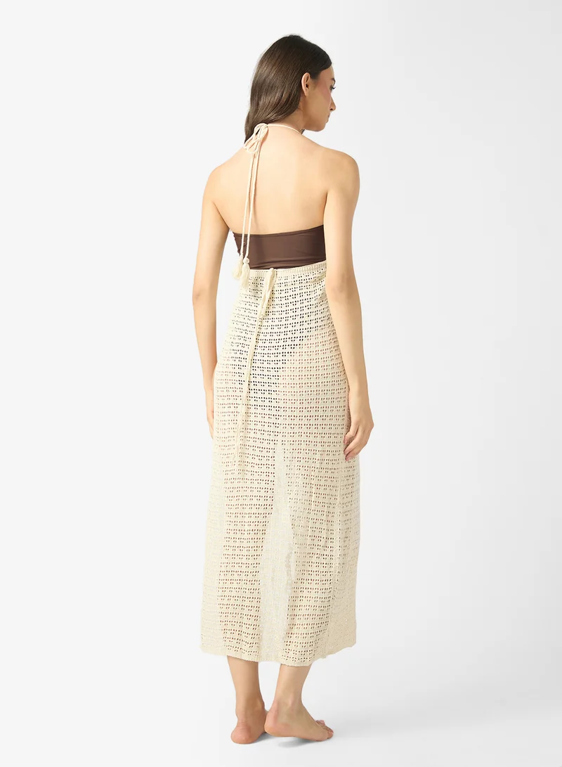 ايلا Halter Neck Crochet Beachwear Dress