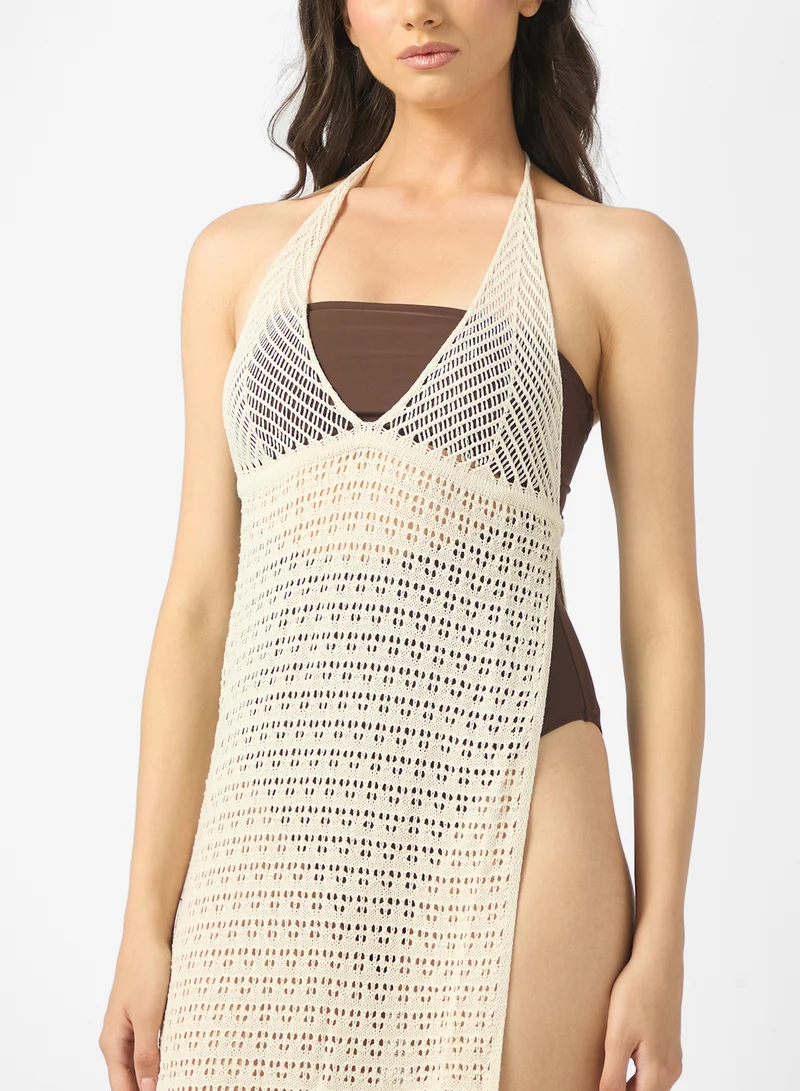ELLA Halter Neck Crochet Beachwear Dress