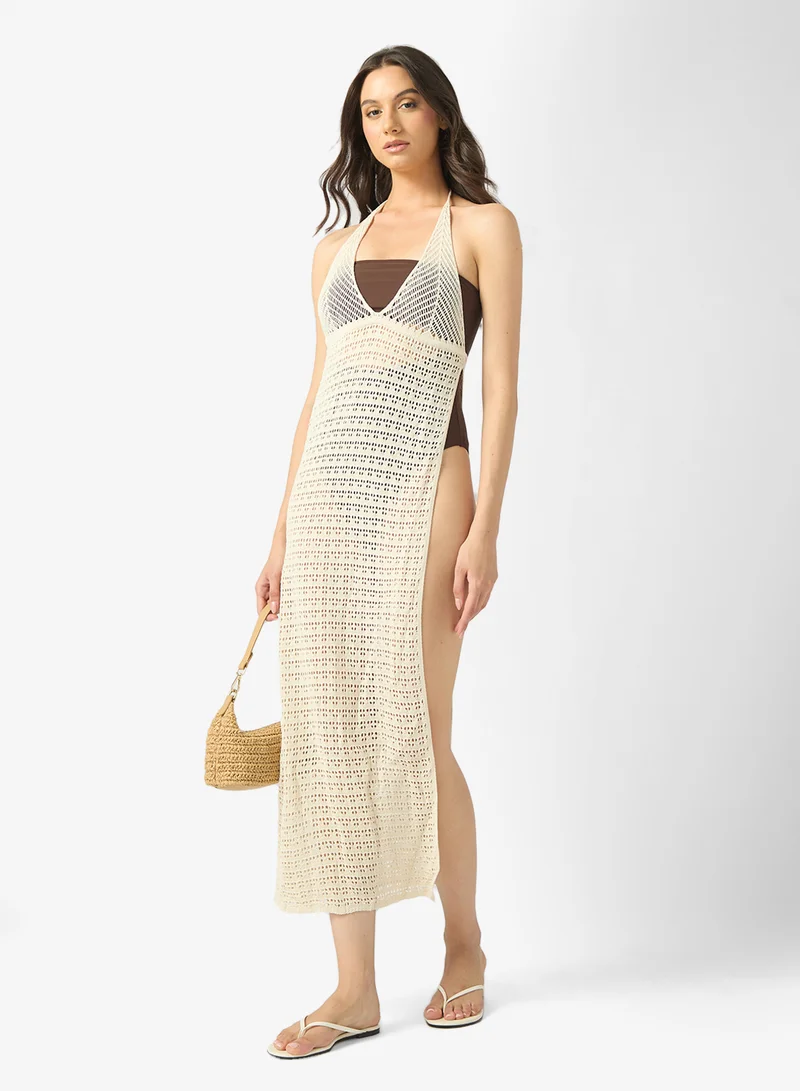 ELLA Halter Neck Crochet Beachwear Dress