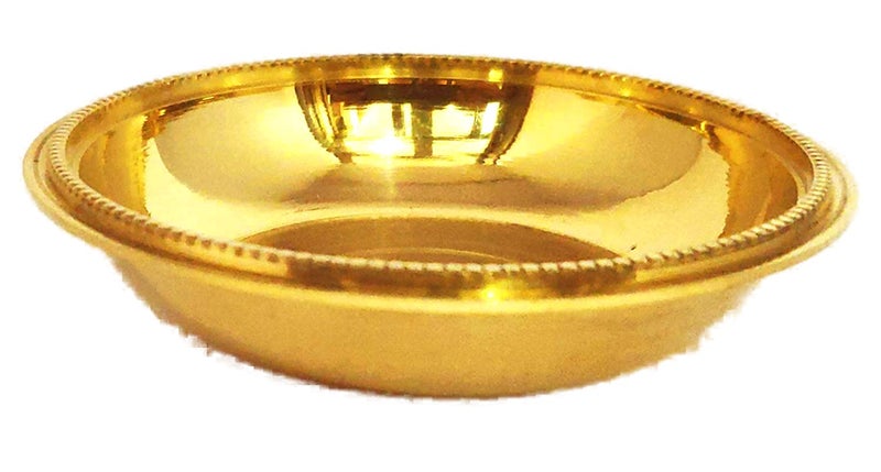 KBB 100 Brass Dana Plain Plate for Sweets Serving Puja Plate Krishna Ji Bhog 170 ml Diameter 45 INCH Approxx - Image 2