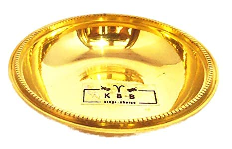 KBB 100 Brass Dana Plain Plate for Sweets Serving Puja Plate Krishna Ji Bhog 170 ml Diameter 45 INCH Approxx - Image 5