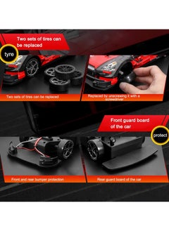 هارفستوي Harvestoy - سيارة تحكم عن بعد بمقياس 1/16 RC Drift Car 2.4GHz 4WD عالية السرعة 30+KM/H مركبة كلاسيكية مع مصابيح LED إطارات دريفت ألعاب سباق هدايا للكبار والأولاد، بطاريتان، أحمر  - Image 2