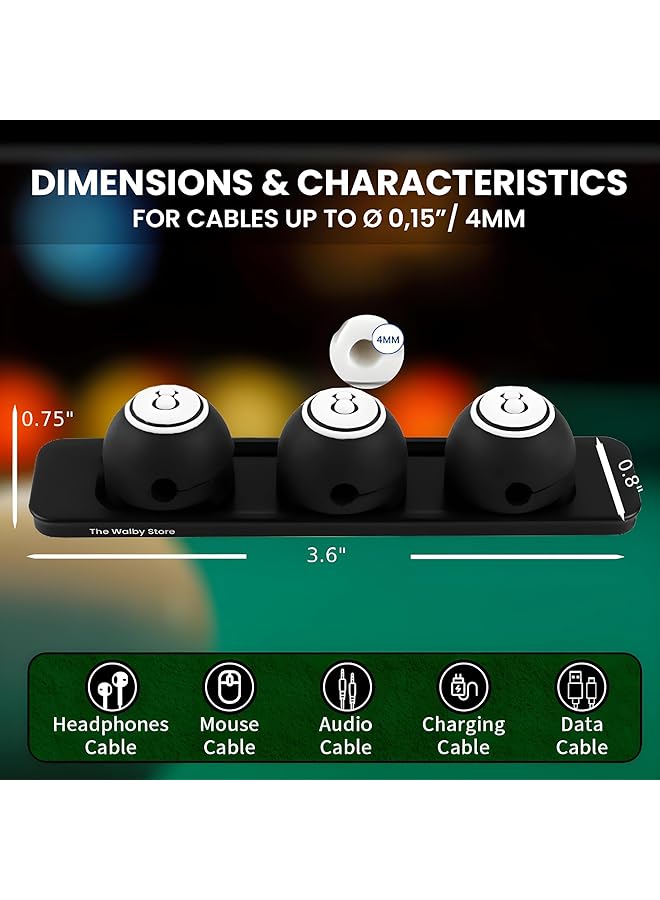 إيروريكس حامل أسلاك مغناطيسي وحامل كابل مغناطيسي لإدارة كابلات السيارة وحامل أسلاك مكتب للمنزل والمكتب والهاتف والسيارة والحائط وسطح المكتب وطاولة بجانب السرير باللون الأسود - Image 4