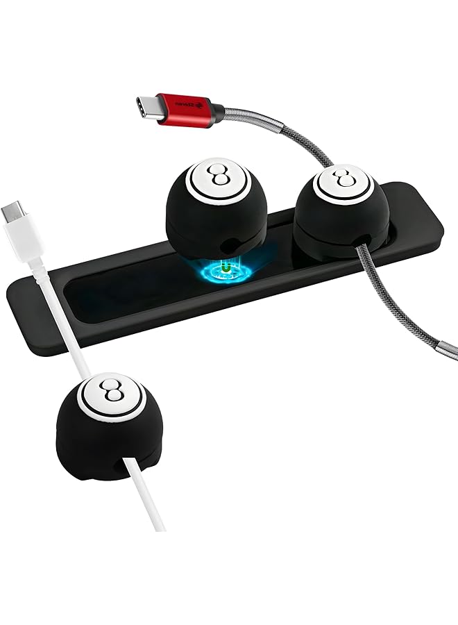 إيروريكس حامل أسلاك مغناطيسي وحامل كابل مغناطيسي لإدارة كابلات السيارة وحامل أسلاك مكتب للمنزل والمكتب والهاتف والسيارة والحائط وسطح المكتب وطاولة بجانب السرير باللون الأسود - Image 1