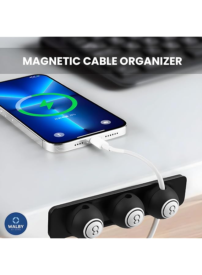 إيروريكس حامل أسلاك مغناطيسي وحامل كابل مغناطيسي لإدارة كابلات السيارة وحامل أسلاك مكتب للمنزل والمكتب والهاتف والسيارة والحائط وسطح المكتب وطاولة بجانب السرير باللون الأسود - Image 3