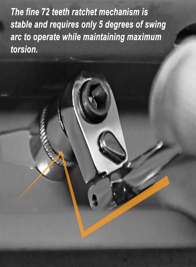Zunate 72 Tooth Quick Release Flex Movable Head Ratchet Wrench, 2 in 1 1/4 Inch Ratchet Wrench Socket Spanner - Image 2