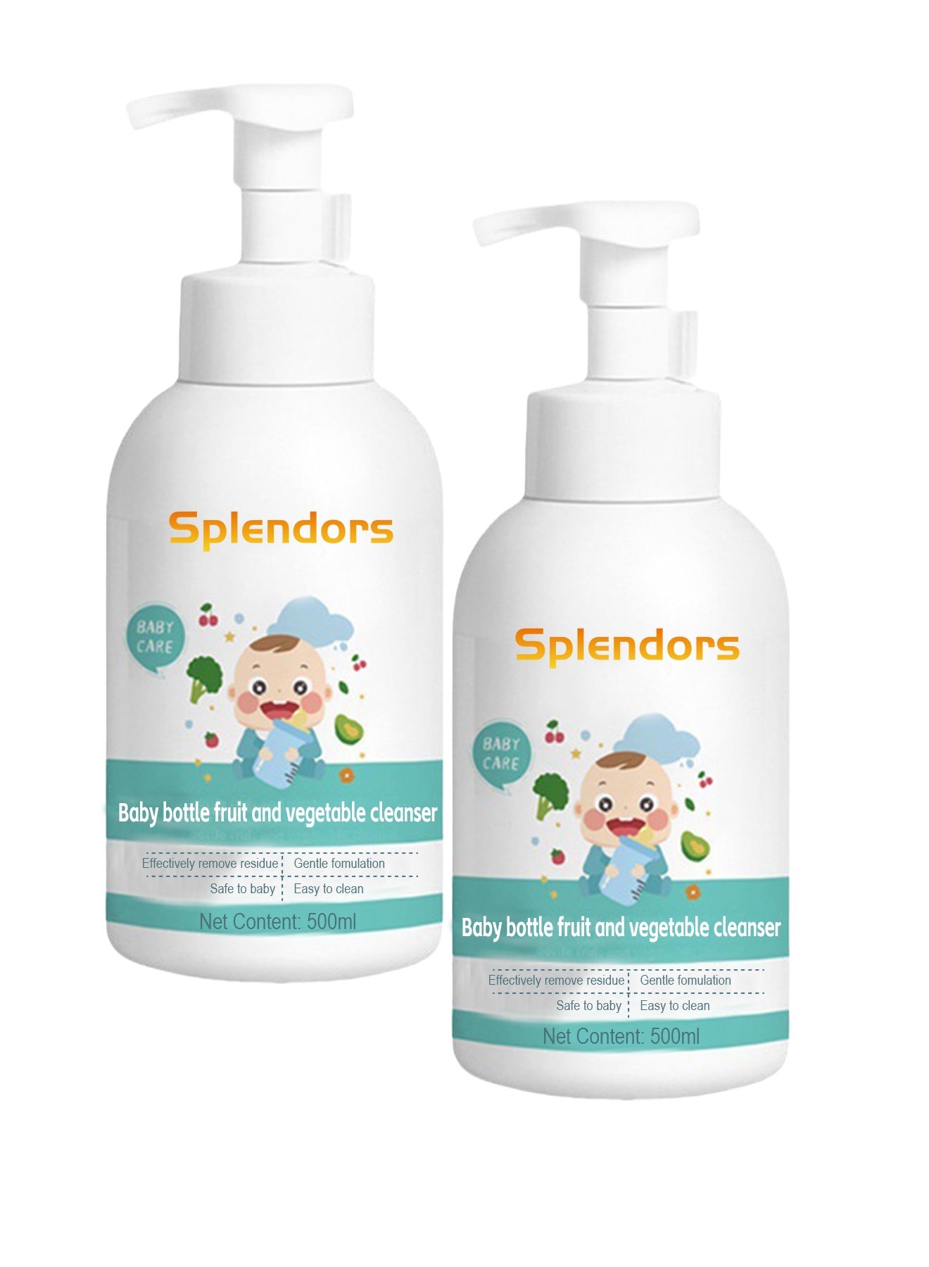 500ml*2 Baby Bottle Cleanser Toy Cleanser Instant Foaming Soap Baby Feeding Bottle Cleanser Hypoallergenic Soap Baby-safe Easy-to-clean