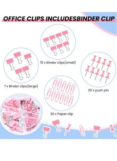 ماركة غير محددة Calculator Office Set Includes Pink Handheld Desk Calculator, Pink Stainless Steel Scissors, and Various Pink Binder Sets for School Home Offices (Set of 3)  - Image 2