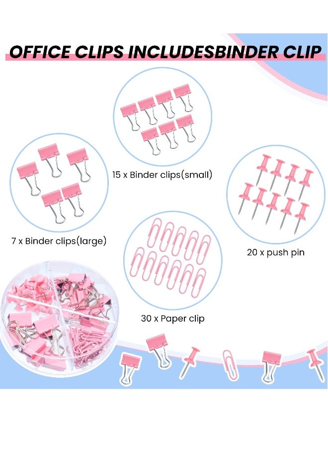 ماركة غير محددة - Calculator Office Set Includes Pink Handheld Desk Calculator, Pink Stainless Steel Scissors, and Various Pink Binder Sets for School Home Offices (Set of 3) - Image 1