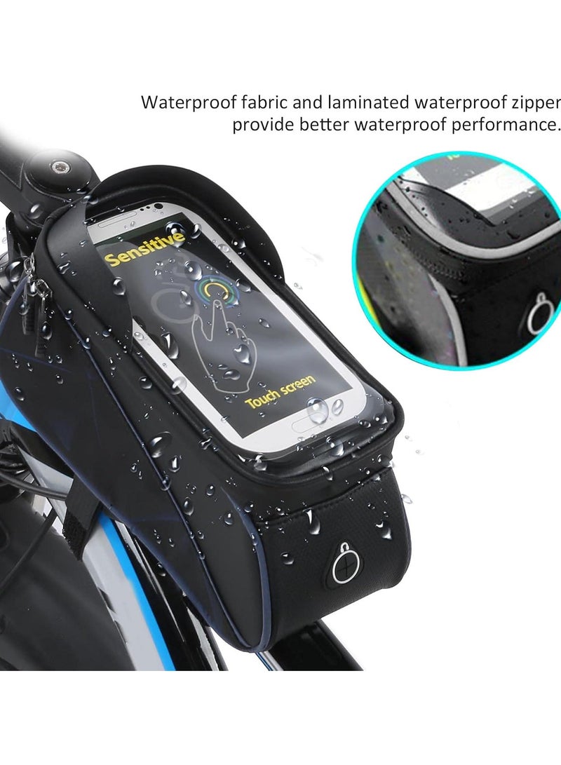 GGOOT Bike Frame Bag, Waterproof Bike Frame Bag Bicycle Cell Phone Holder Bicycle Top Tube Bag TPU Sensitive Touch Screen Front Frame Phone Mount Bag Pouch - Image 5