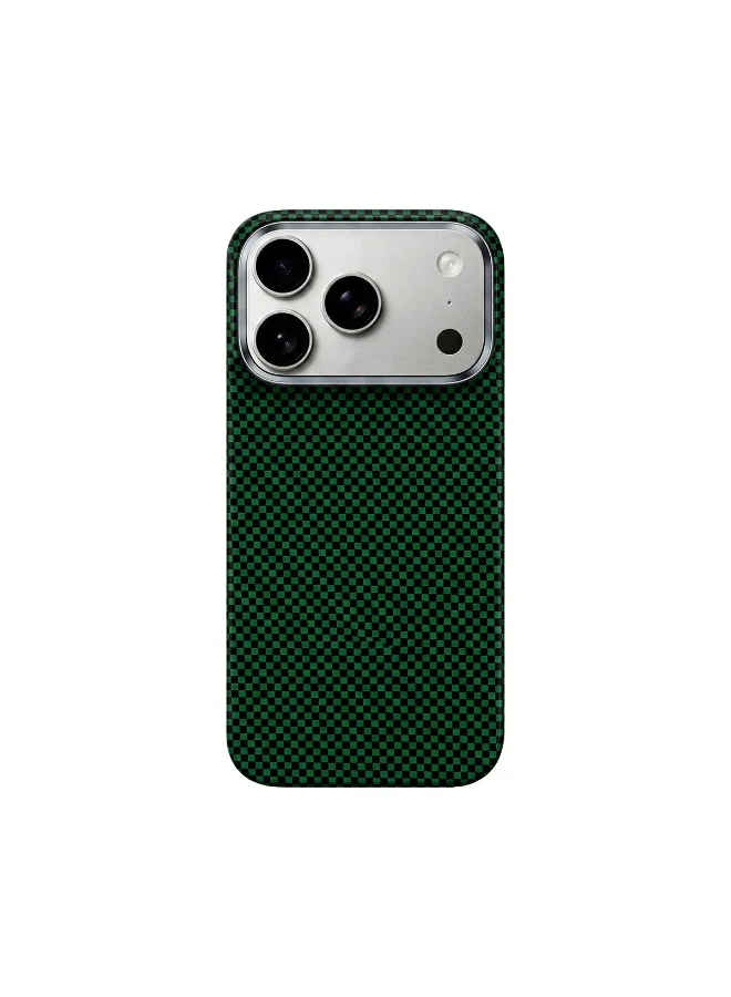 Mobcos Mobcos iPhone 17 Pro Max Chex Plain Green Aramid Fiber Case, 1500D Fusion Weave, Ultra Slim Lightweight Magnetic Cover, MagSafe Compatible