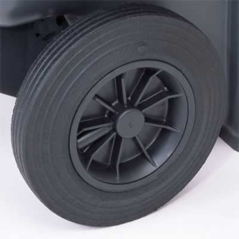 240L Industrial Waste Bin with Pedal Wheels Grey - Image 4