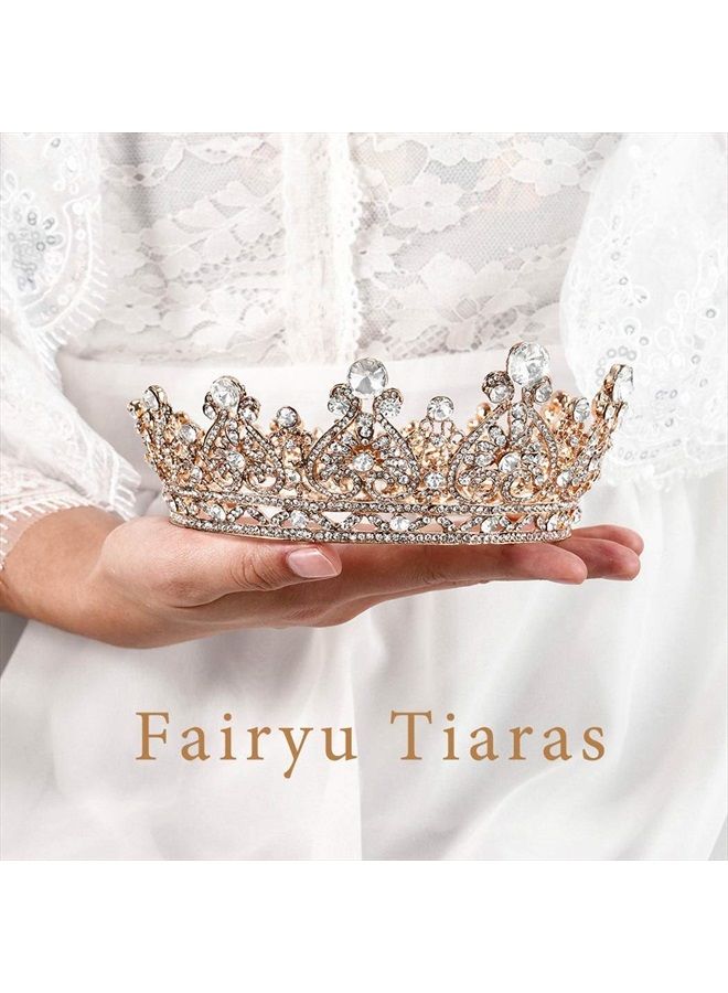 Foyte تاج الملكة الباروكية الذهبية للعروس مع أحجار الراين - أكسسوارات شعر كريستالية للنساء والفتيات - Image 5