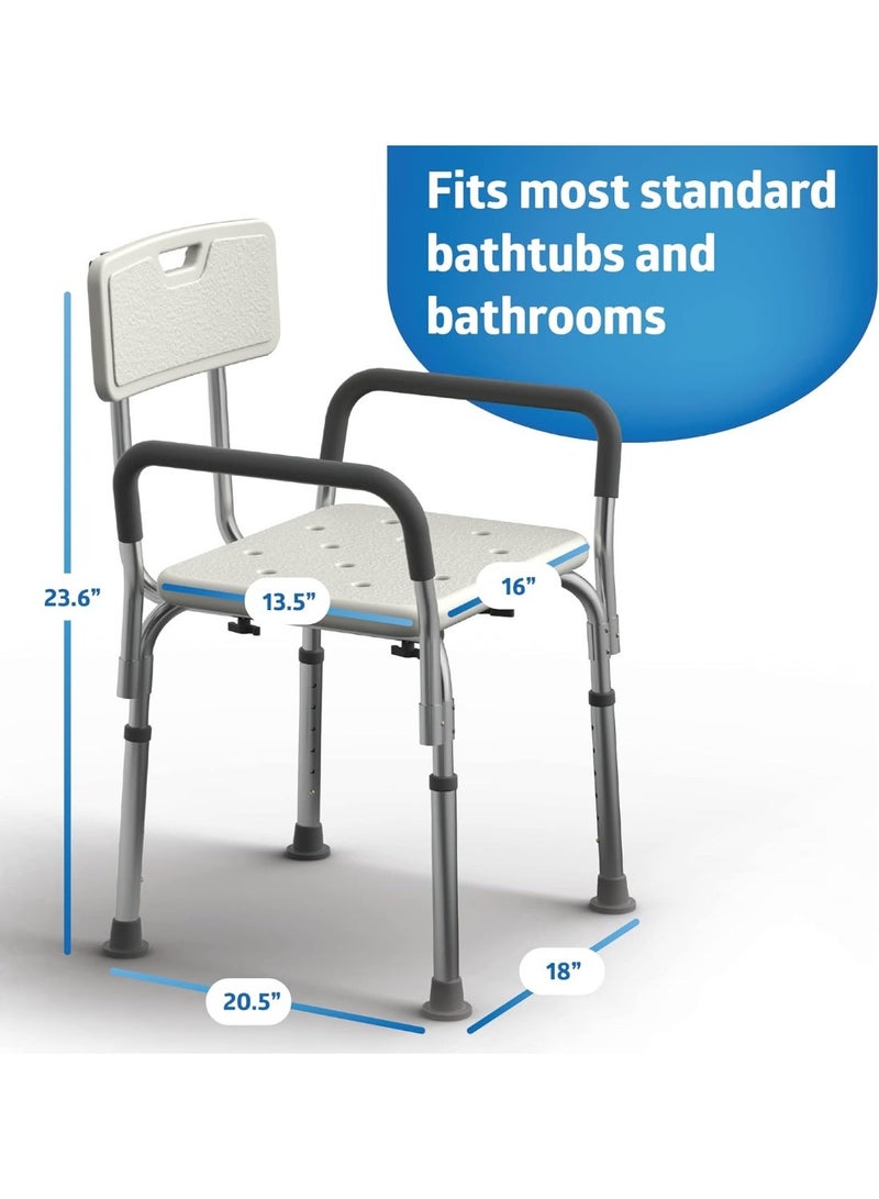 Shower Chair Seat with Padded Armrests and Back , Shower Seat for Bathtub, With Adjustable Height Safety Bath Seat for Elderly, Adults, Handicap and Disabled - Image 5