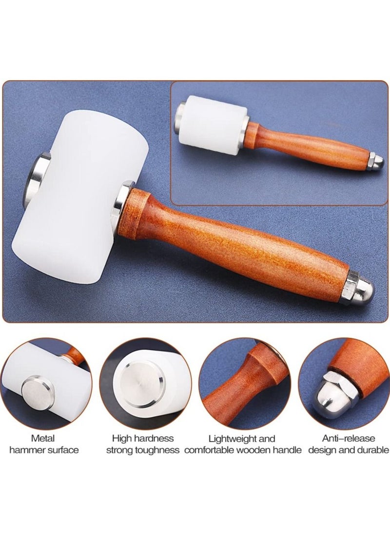 SYOSI 2Pcs Leather Carving Hammer, Leathercraft Wooden Mallet Punching Carving Hammers for DIY Leather Stamping Sew Leather Carving Tool - Image 3