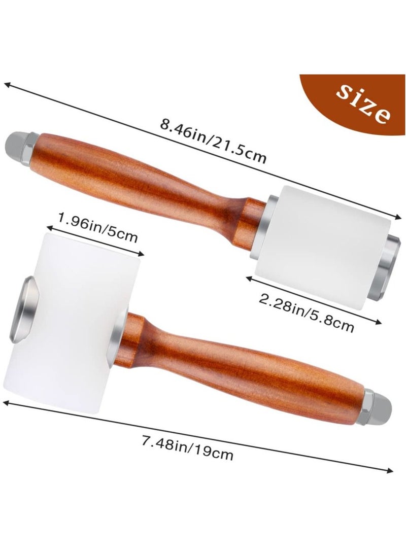 SYOSI 2Pcs Leather Carving Hammer, Leathercraft Wooden Mallet Punching Carving Hammers for DIY Leather Stamping Sew Leather Carving Tool - Image 2