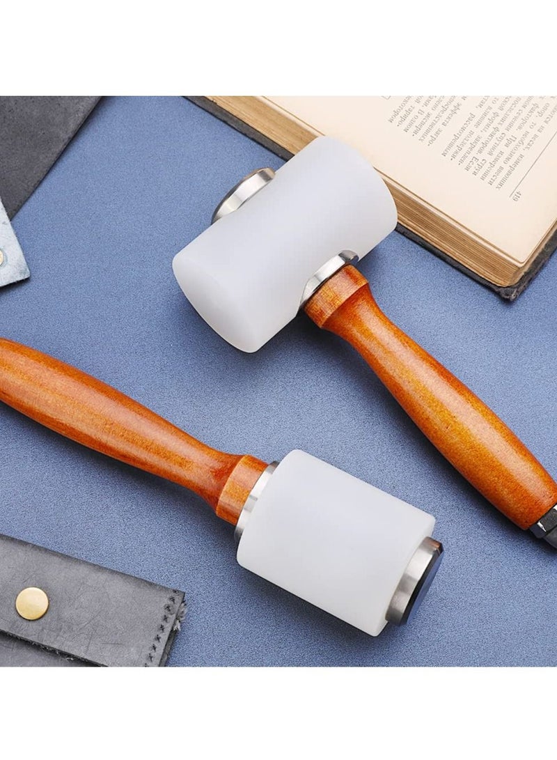 SYOSI 2Pcs Leather Carving Hammer, Leathercraft Wooden Mallet Punching Carving Hammers for DIY Leather Stamping Sew Leather Carving Tool - Image 4