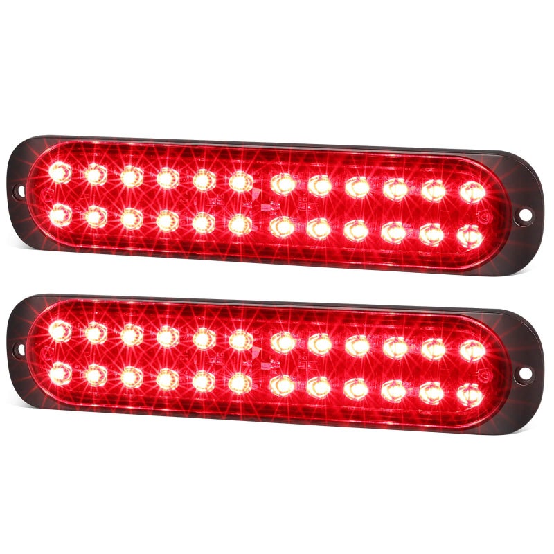 XtraGlow 7.5 inch Aluminum Housing Red Stop Brake Turn Signal LED Trailer Lights 24LEDs Waterproof Surface Mount Side Marker Lights for Truck Tractor Motorcycle Jeep RV, 2Pcs - Image 1