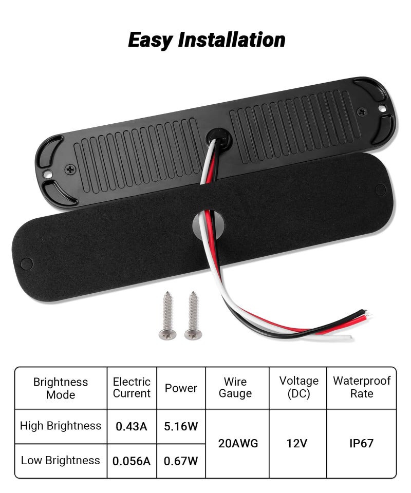 XtraGlow 7.5 inch Aluminum Housing Red Stop Brake Turn Signal LED Trailer Lights 24LEDs Waterproof Surface Mount Side Marker Lights for Truck Tractor Motorcycle Jeep RV, 2Pcs - Image 4