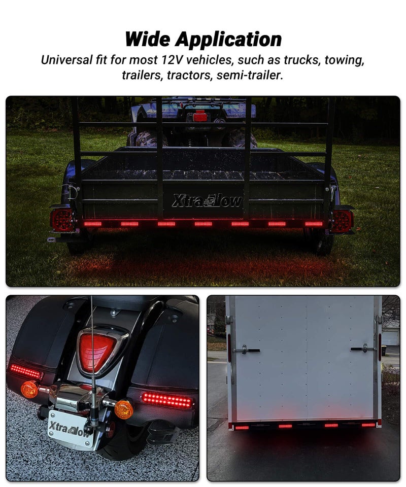 XtraGlow 7.5 inch Aluminum Housing Red Stop Brake Turn Signal LED Trailer Lights 24LEDs Waterproof Surface Mount Side Marker Lights for Truck Tractor Motorcycle Jeep RV, 2Pcs - Image 5