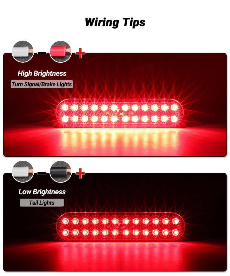 XtraGlow 7.5 inch Aluminum Housing Red Stop Brake Turn Signal LED Trailer Lights 24LEDs Waterproof Surface Mount Side Marker Lights for Truck Tractor Motorcycle Jeep RV, 2Pcs - Image 2