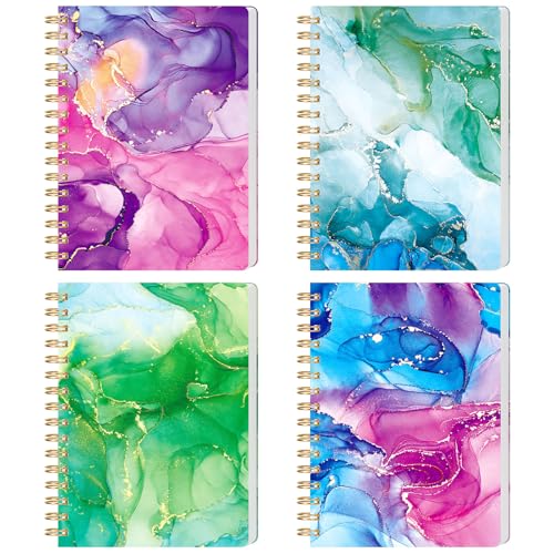 BOOKNOW 4PCS Mini Spiral Notepads, Pocket Marble Notebooks A6 Small Spiral Journal College Ruled Hardcover Notepads for Women Aesthetic Gift Office School Supplies, 4.1x 5.8 Inch, 640 Pages - Image 1