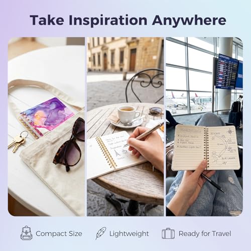 BOOKNOW 4PCS Mini Spiral Notepads, Pocket Marble Notebooks A6 Small Spiral Journal College Ruled Hardcover Notepads for Women Aesthetic Gift Office School Supplies, 4.1x 5.8 Inch, 640 Pages - Image 4
