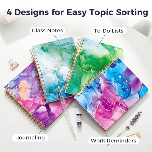 BOOKNOW 4PCS Mini Spiral Notepads, Pocket Marble Notebooks A6 Small Spiral Journal College Ruled Hardcover Notepads for Women Aesthetic Gift Office School Supplies, 4.1x 5.8 Inch, 640 Pages - Image 2