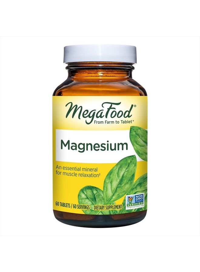 MegaFood Magnesium - Supports Nerve and Muscle Function - Mineral Supplement with Spinach - Vegan, Gluten-Free, and Made without Dairy - 60 Tabs - Image 1