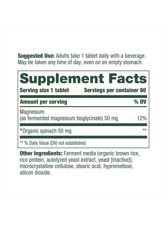 MegaFood Magnesium - Supports Nerve and Muscle Function - Mineral Supplement with Spinach - Vegan, Gluten-Free, and Made without Dairy - 60 Tabs - Image 2