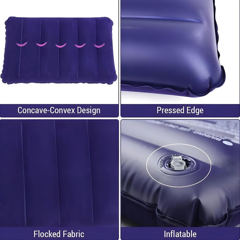 ZIGZAP Inflatable Velvet Travel Pillow | Soft Blow-Up Air Cushion for Sleeping, Camping, Outdoor, Car, Kids, Baby, Adults | Foldable Portable – 47x30cm Blue Pack of 3 - Image 3