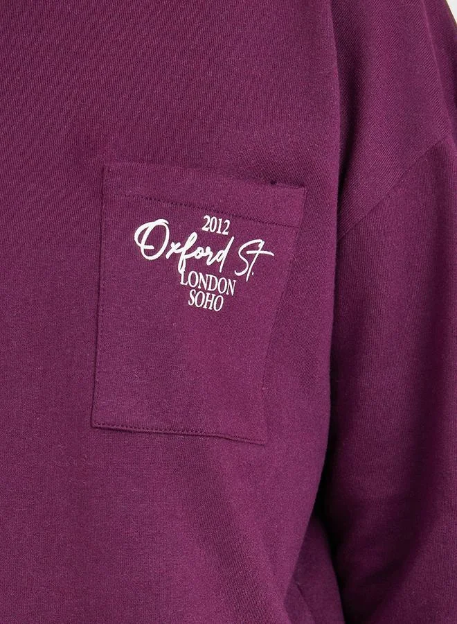 Styli Oversized Slogan Print Sweatshirt with Pocket