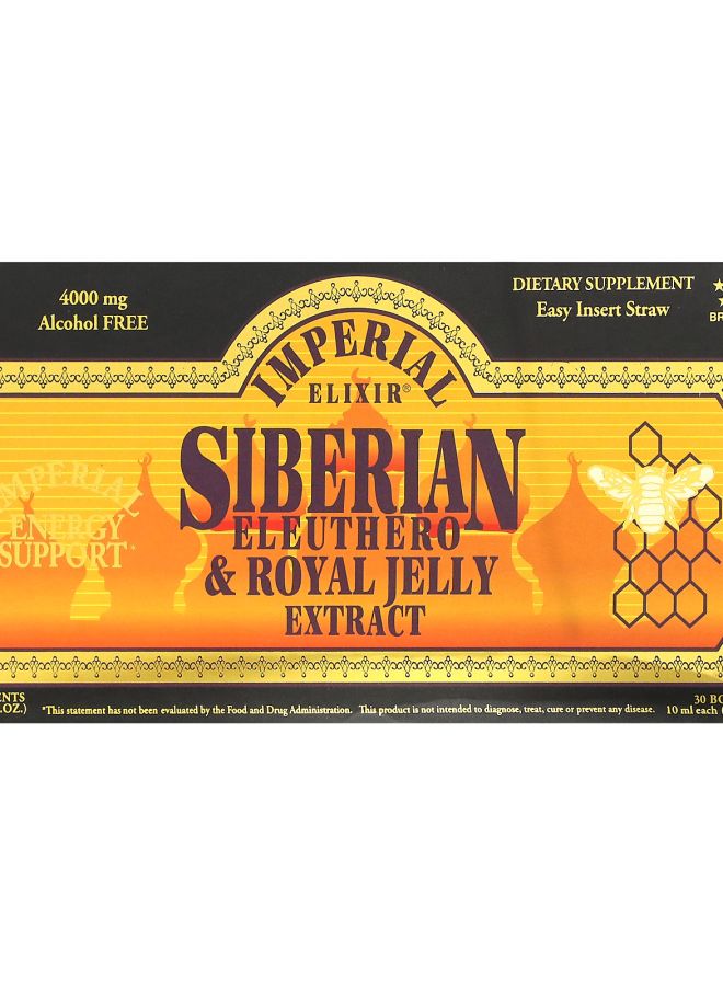 Siberian Eleuthero & Royal Jelly Extract Alcohol Free 4000 mg 30 Bottles 0.34 fl oz (10 ml) Each