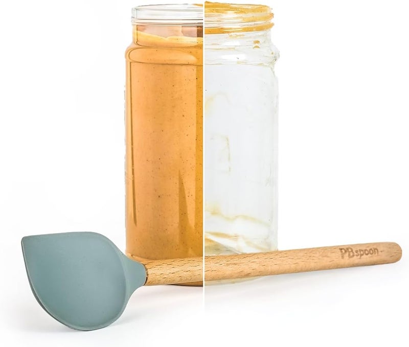PBspoon Peanut Butter Spoon - Jar Cleaning Spatula with Wooden Handle, Food-Safe & BPA-Free, Perfect for Scraping, Scooping, and Spreading Nut Butters and Spreads - Image 1