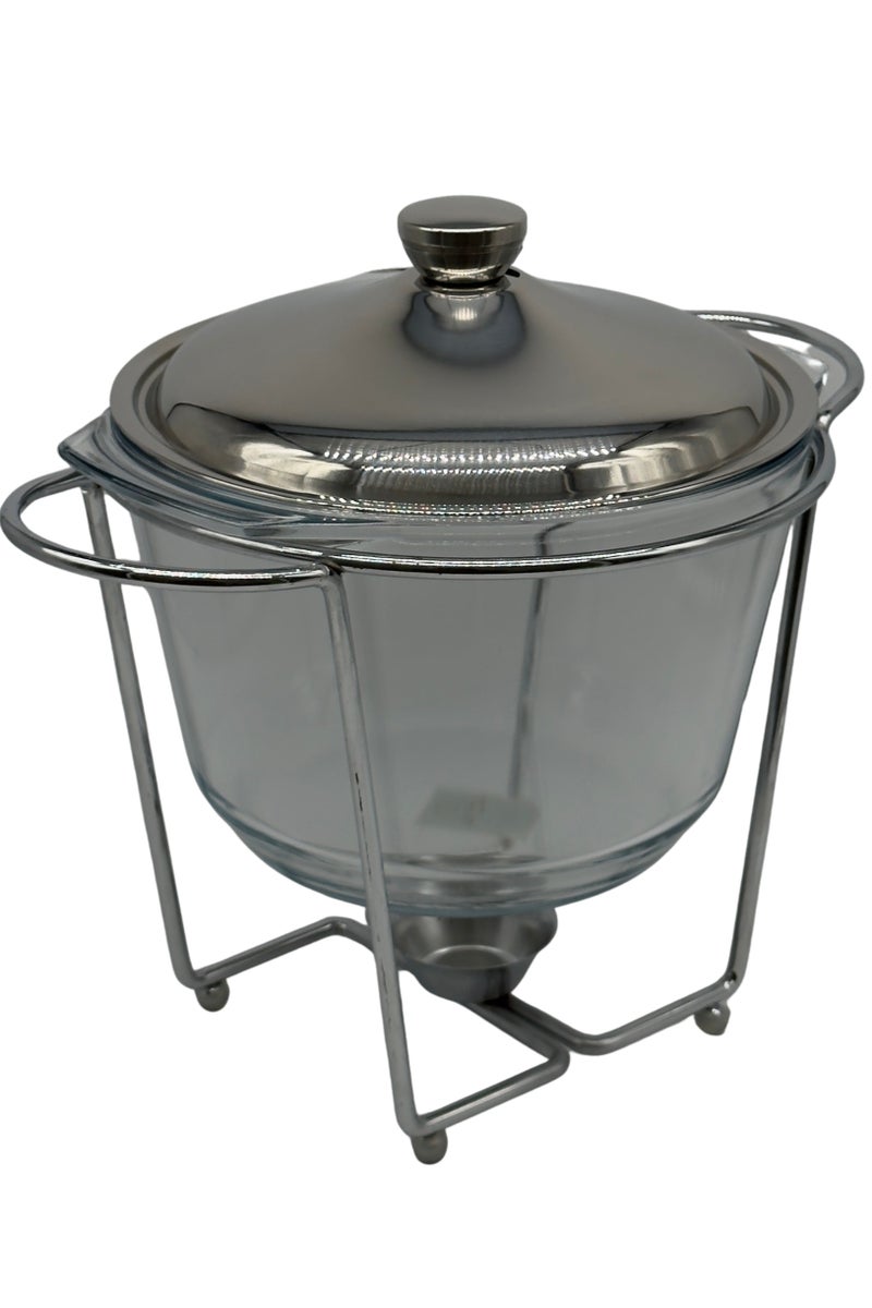 القناص سخان بوفيه عميق  قزاز بايركس غطاء استيل فضي قاعده شمعة سعه 6 لتر - Image 4