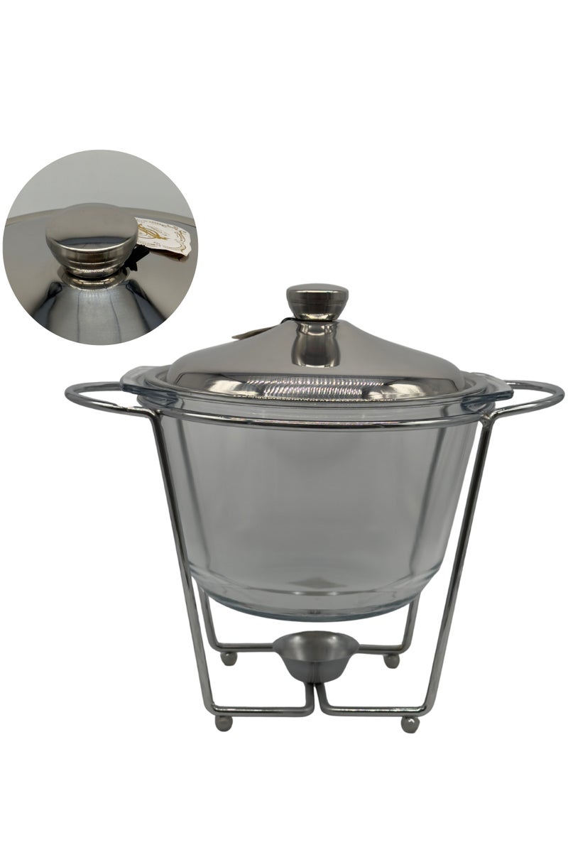 القناص سخان بوفيه عميق  قزاز بايركس غطاء استيل فضي قاعده شمعة سعه 6 لتر - Image 3