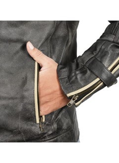 Generic Cafe Racer Jacket Vintage Motorcycle Retro Moto Distressed Leather Jacket | Distressed Motorcycle Jacket Men  - Image 3