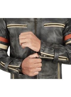 Generic Cafe Racer Jacket Vintage Motorcycle Retro Moto Distressed Leather Jacket | Distressed Motorcycle Jacket Men  - Image 4