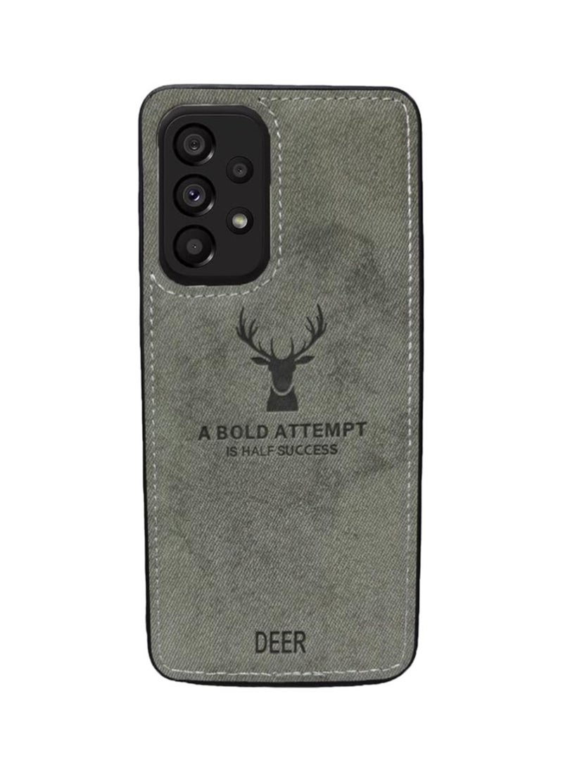 Dirt-Resistant Anti-Shock Full Body Protective Digital Luxury Soft Texture Patterned TPU Cloth Case for Samsung A33 / 5G (Gray)